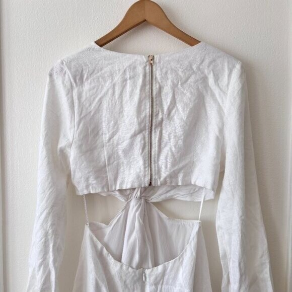 DISSH Tina White Twist Cutout Linen Mini Dress - Picture 8 of 10